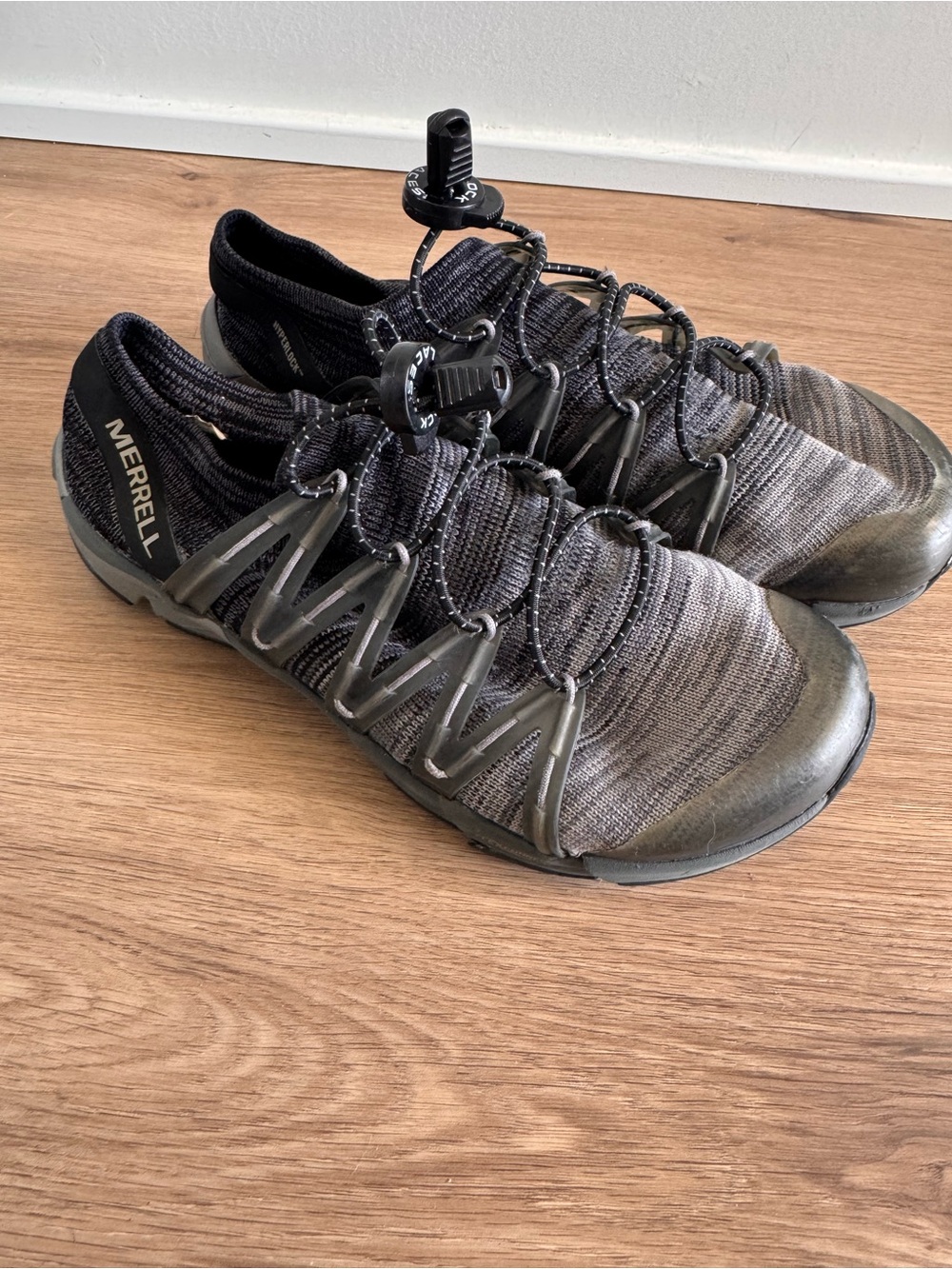 Merrell Knit Slip-On Lace Sneakers in Charcoal Gray